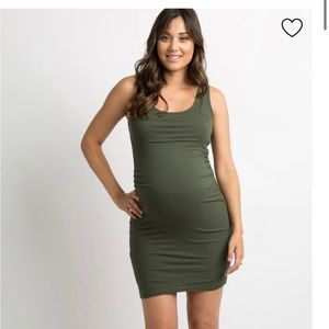 2 Pink Blush sleeveless, ribbed maternity dress in black & olive green SIZE: M